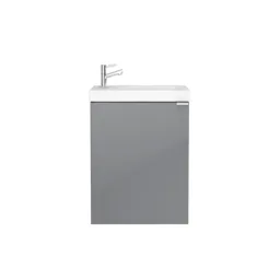 GoodHome Imandra Gloss Grey Wall-mounted Cloakroom Basin Cabinet (W)436mm (H)550mm