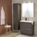 GoodHome Imandra Gloss Wall-mounted Mirrored Bathroom Cabinet (W)800mm (H)900mm