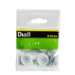 Diall White Plastic End (Dia)25mm, Pack of 4