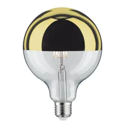 LED bulb E27 G125 827 6.5 W half mirror gold