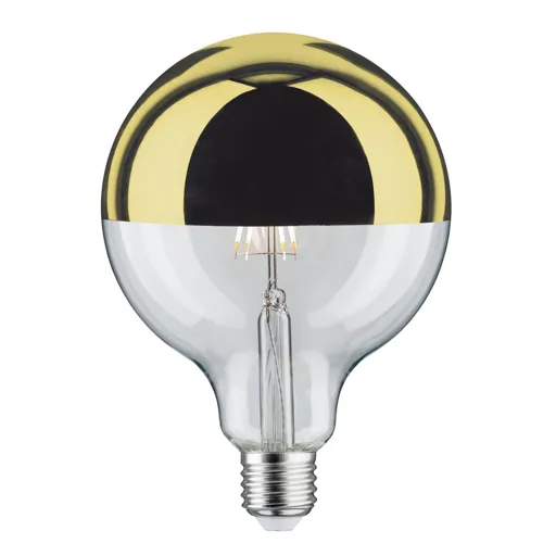 LED bulb E27 G125 827 6.5 W half mirror gold