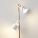 Two-bulb floor lamp Haldar in white/copper