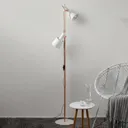 Two-bulb floor lamp Haldar in white/copper