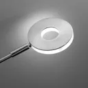 Dent LED floor lamp, CCT, one-bulb, nickel
