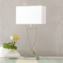 Nice textile table lamp Anni chrome-white