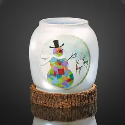 Snowman LED glass vase, battery-powered