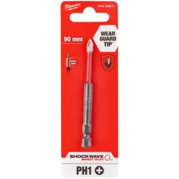 Milwaukee Shockwave Impact Duty Phillips Screwdriver Bits - PH1, 90mm, Pack of 1