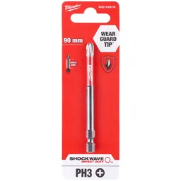 Milwaukee Shockwave Impact Duty Phillips Screwdriver Bits - PH3, 90mm, Pack of 1