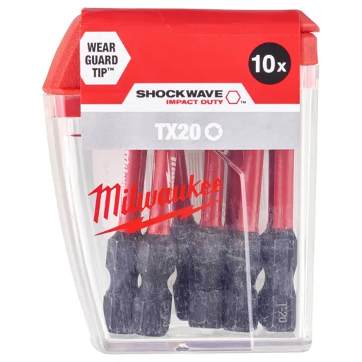 Milwaukee Shockwave Impact Duty Torx Screwdriver Bits - TX20, 50mm, Pack of 10