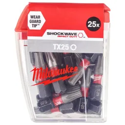 Milwaukee Shockwave Impact Duty Torx Screwdriver Bits - TX25, 25mm, Pack of 25