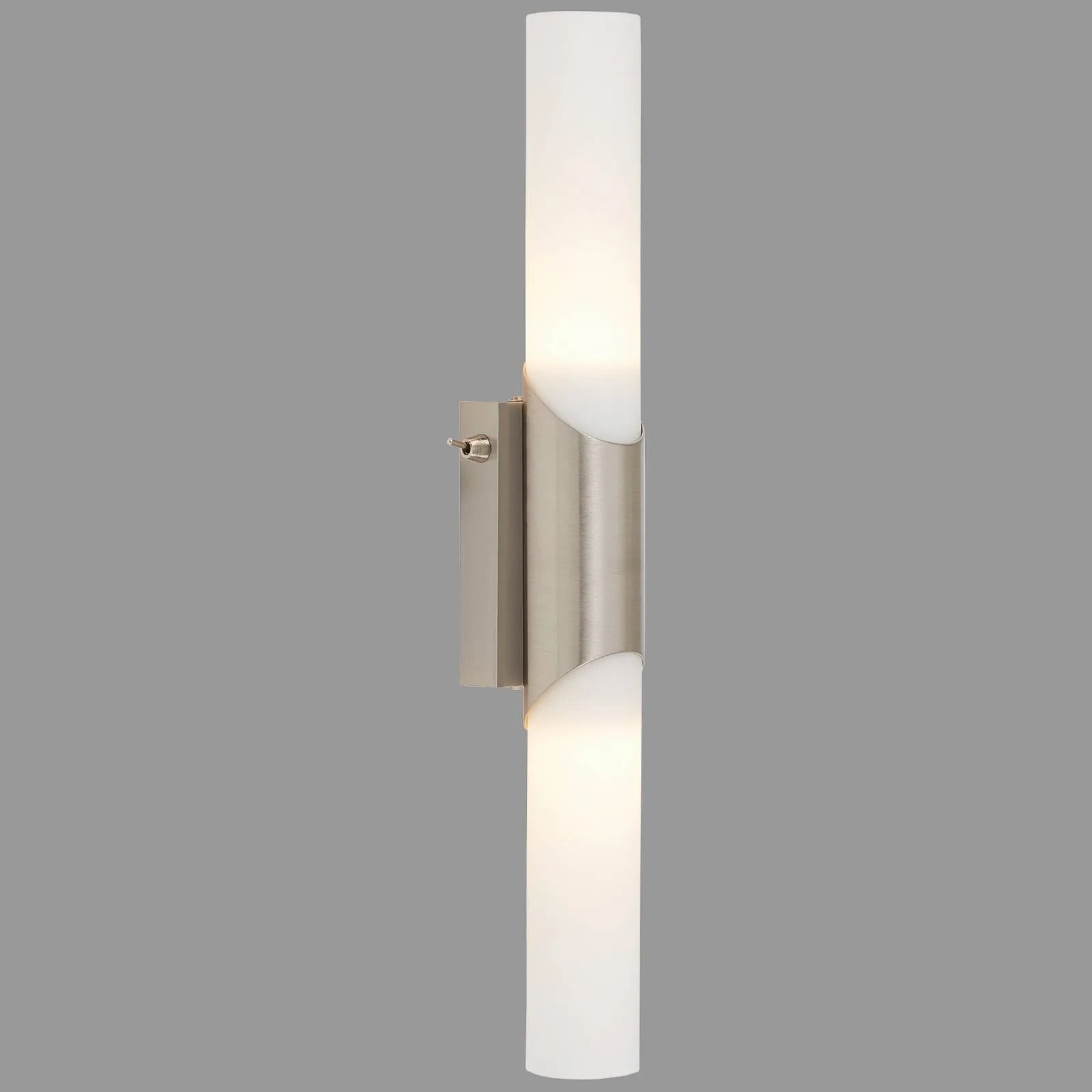 Splash bathroom wall light, two-bulb, matt nickel