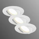 Pivotable LED recessed light, set of three, white