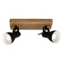 Arbo downlight with wooden element, 2-bulb