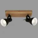 Arbo downlight with wooden element, 2-bulb