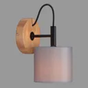 Wood & Style 2075 wall light with fabric lampshade