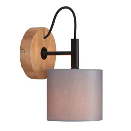 Wood & Style 2075 wall light with fabric lampshade
