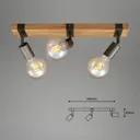 Wood Basic ceiling light, 3-bulb