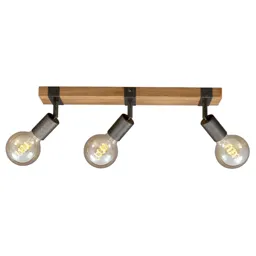 Wood Basic ceiling light, 3-bulb