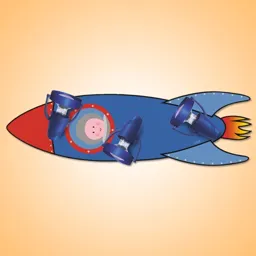 Rocket children's ceiling light in blue and red