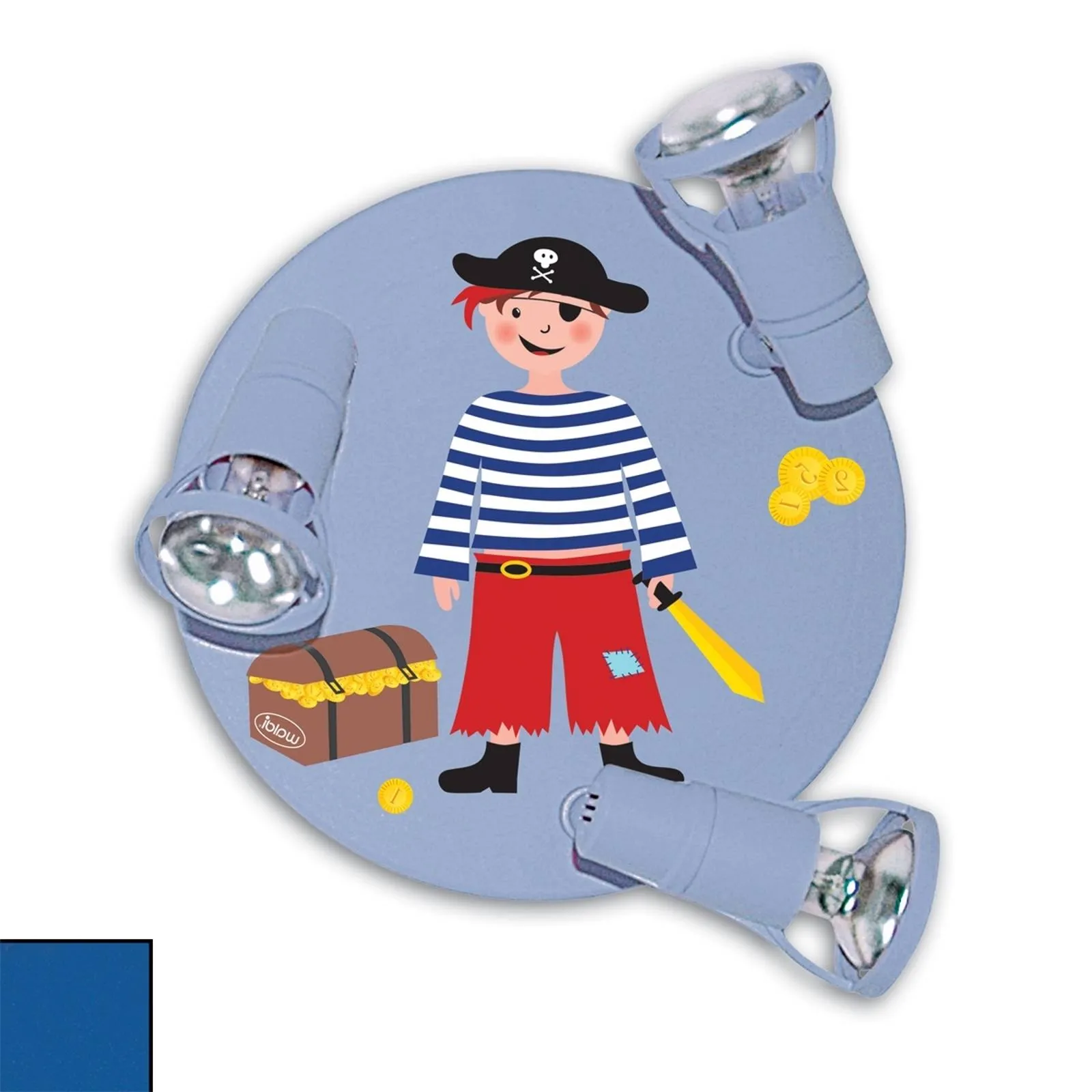 Dark blue Pirate ceiling light with 3 bulbs