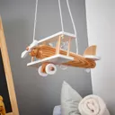 Aeroplane pendant light, white, wooden elements