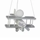 Aeroplane pendant light, solid wood grey and white
