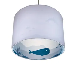 Whale Silhouette hanging light in grey/blue