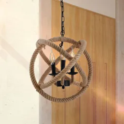 Spherical Regia hanging light, natural rope