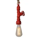 Vintage pendant light with a hemp rope, red