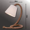 Rope table lamp, fabric lampshade and natural rope