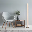 Madera LED floor lamp, wooden look, dimmable