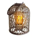 Basket LED solar lantern, bamboo, 38 cm, natural