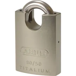 Abus 90 Series Titalium Padlock Stainless Steel Closed Shackle Keyed Alike - 50mm, Closed, Keyed Alike