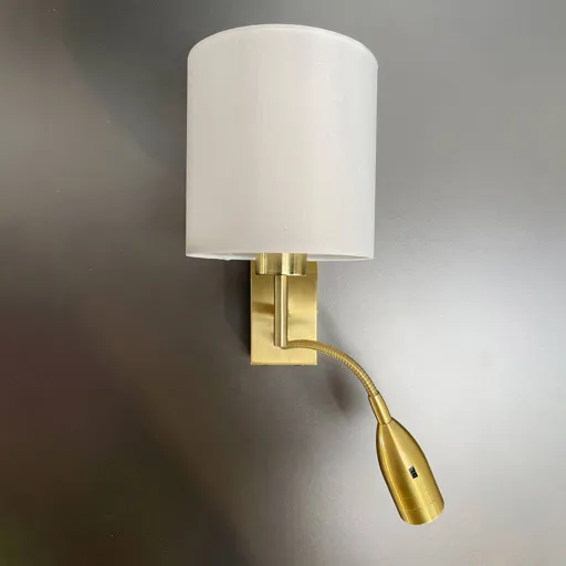 Dreamer wall light with LED reading light, brass