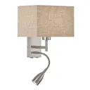 Dream wall lamp, reading light, linen, sand/nickel