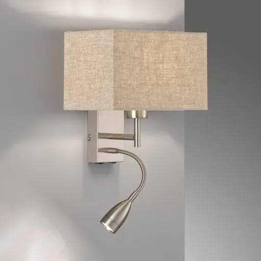 Dream wall lamp, reading light, linen, sand/nickel