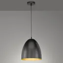 Mylon hanging light, black/gold, half oval