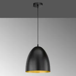 Poncho hanging light, black/gold, half oval