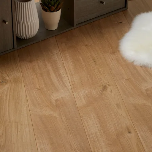 Gladstone Natural Gloss Oak effect Laminate Flooring Sample