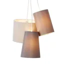 Three-bulb hanging light with fabric lampshades