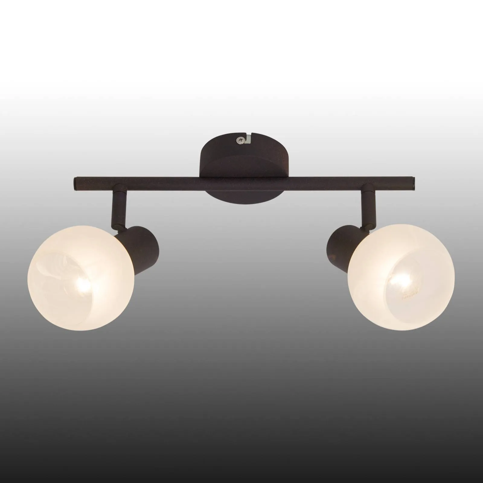 Ceiling light Gabon in brown and white, two-bulb