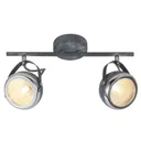 Concrete grey ceiling light Rider, two-bulb