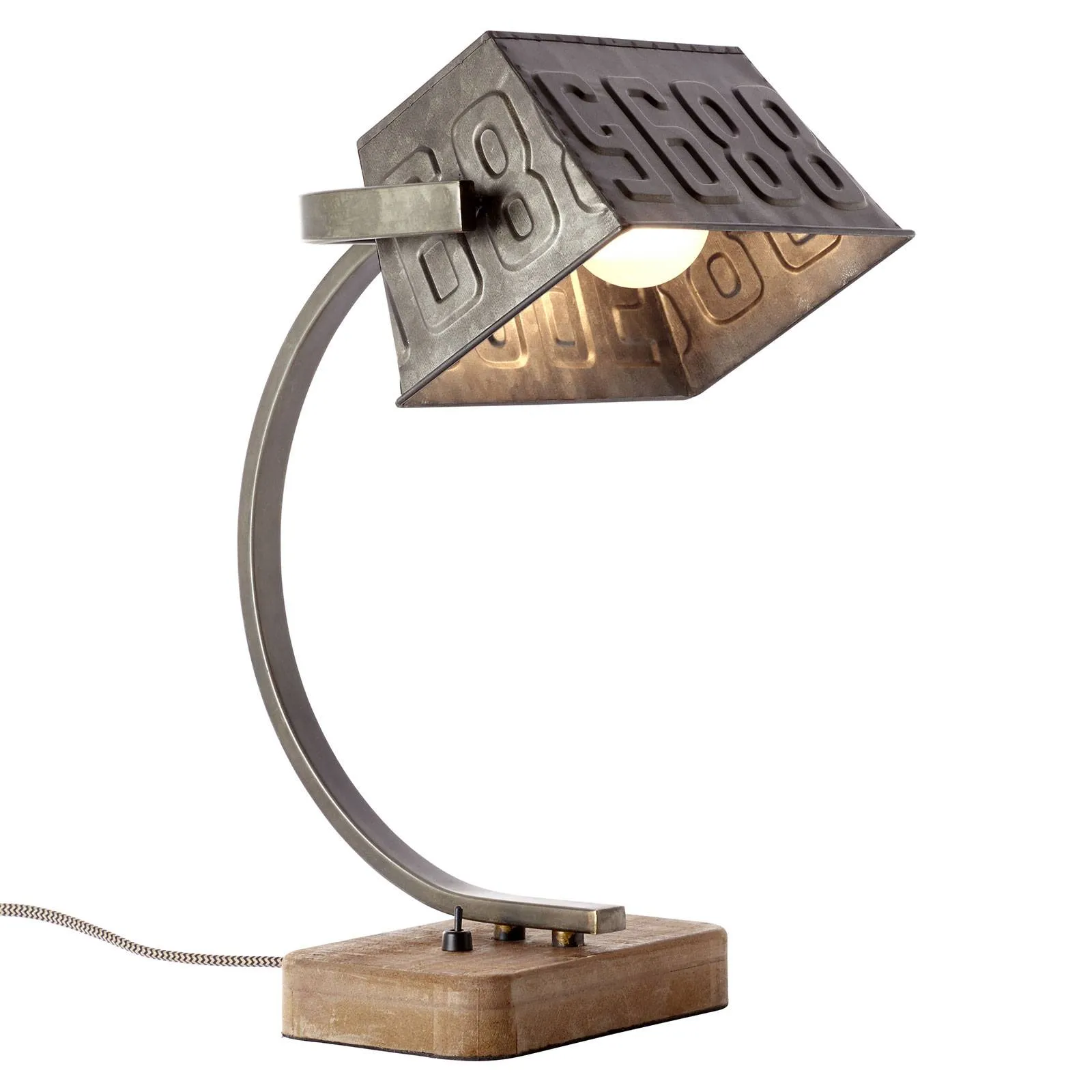 Drake metal table lamp with wooden base