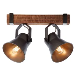 Ceiling spotlight Plow, black/dark wood