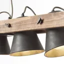 Hanging light Plow five-bulb, black/dark wood