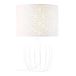 Galance table lamp, white with a cage frame