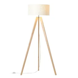 Galance floor lamp, white, wooden tripod frame