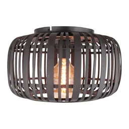 Woodrow ceiling lamp, bamboo cage lampshade