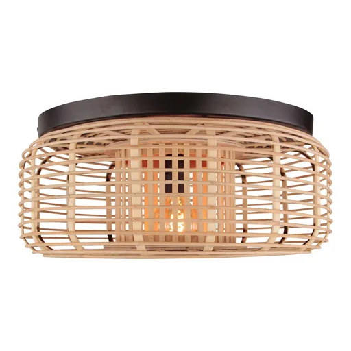 Crosstown ceiling light, closed bamboo lampshade