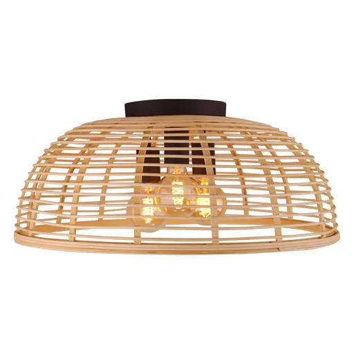 Crosstown ceiling light, open bamboo lampshade